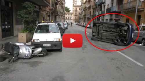 Palermo, auto si ribalta: ferito il conducente |IL VIDEO