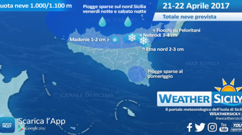 Meteo Sicilia, venerdì il picco del freddo! Attesa qualche nevicata sui Monti settentrionali