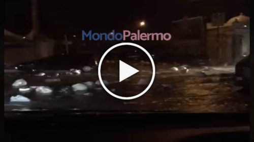 Palermo, è virale il VIDEO del nubifragio con l’immondizia che scorre lungo le strade allagate – GUARDA! 🎥