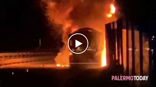 Incendio in autostrada, tir divorato dalle fiamme tra Scillato e Tremonzelli  – IL VIDEO