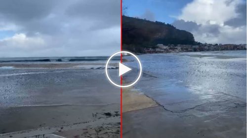 Palermo, mareggiata a Mondello fa sparire la spiaggia – IL VIDEO