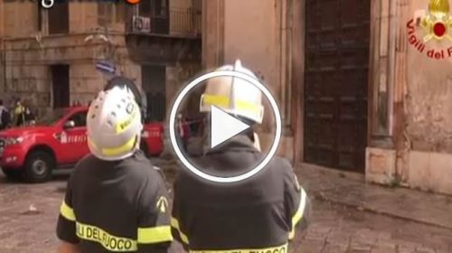 Distacco intonaco nella chiesa di San Domenico a Palermo, intervento dei vigili del fuoco