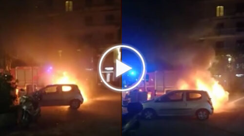 Incendio in via Sciuti, va a fuoco una Smart – VIDEO