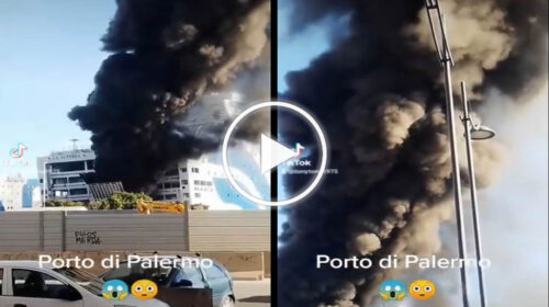 Colonna di fumo nero dalla nave ferma al Porto di Palermo: puzza in diverse zone della città – IL VIDEO