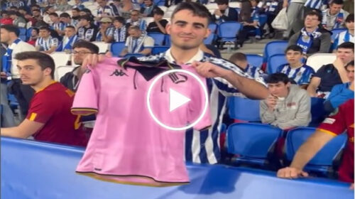 Europa League, tifoso del Real Sociedad chiede a Dybala di firmare maglia del Palermo – IL VIDEO