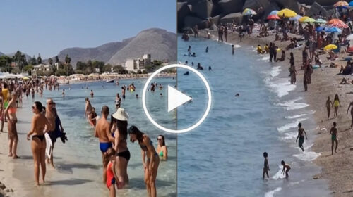 Palermo, spiagge e scogliere affollate da Mondello all’Arenella: le immagini – VIDEO