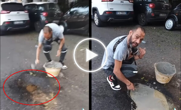 Palermo, cittadino ripristina pericolosa buca in Piazza Castelnuovo: “Quante persone ho visto finire in ospedale…” – IL VIDEO