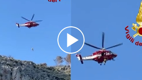 Turista bloccato nella riserva di Capo Gallo, i vigili del fuoco lo salvano con l’elicottero – IL VIDEO